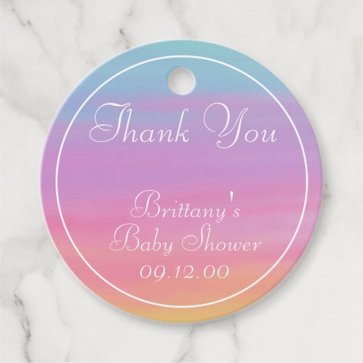 Pas Naam, Datum, Gebeurtenis Regenboog Dank u aan Bedankjes Labels (Voorkant)