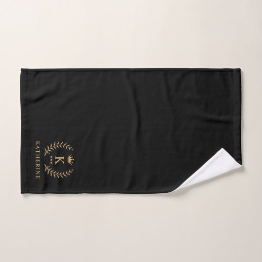 Pas Naam & Initiaal Zwart Wit Goud Monogram aan Bad Handdoek (Handdoek)