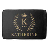 Pas Naam & Initiaal Zwart Wit Goud Monogram aan Badmat (Voorkant)