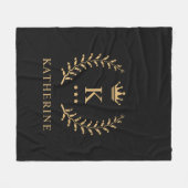 Pas Naam & Initiaal Zwart Wit Goud Monogram aan Fleece Deken (Voorkant (Horizontaal))