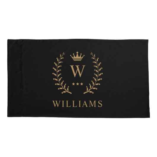 Pas Naam & Initiaal Zwart Wit Goud Monogram aan Kussensloop (Achterkant)