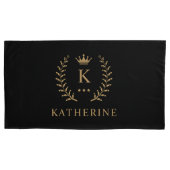 Pas Naam & Initiaal Zwart Wit Goud Monogram aan Kussensloop (Voorkant)