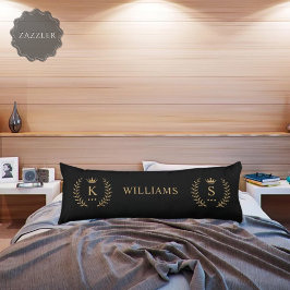 Pas Naam & Initiaal Zwart Wit Goud Monogram aan Lichaamskussen