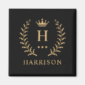 Pas Naam & Initiaal Zwart Wit Goud Monogram aan Magneet (Voorkant)