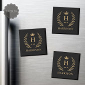 Pas Naam & Initiaal Zwart Wit Goud Monogram aan Magneet