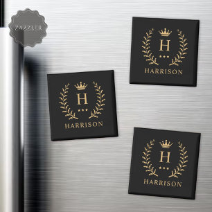 Pas Naam & Initiaal Zwart Wit Goud Monogram aan Magneet