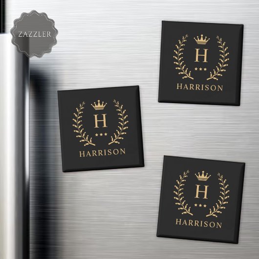 Pas Naam & Initiaal Zwart Wit Goud Monogram aan Magneet