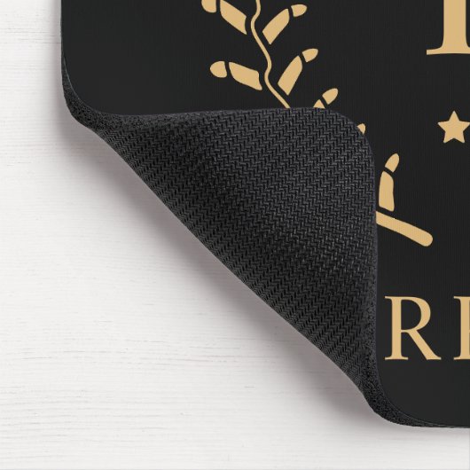 Pas Naam & Initiaal Zwart Wit Goud Monogram aan Muismat (Hoek)