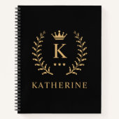 Pas Naam & Initiaal Zwart Wit Goud Monogram aan Notitieboek (Voorkant)
