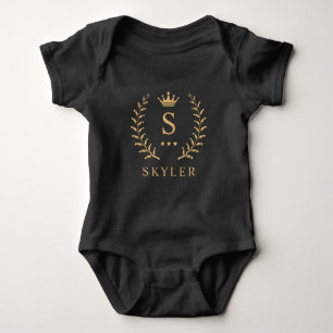 Pas Naam & Initiaal Zwart Wit Goud Monogram aan Romper