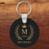 Pas Naam & Initiaal Zwart Wit Goud Monogram aan Sleutelhanger (Achterkant)