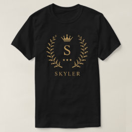 Pas Naam & Initiaal Zwart Wit Goud Monogram aan T-shirt