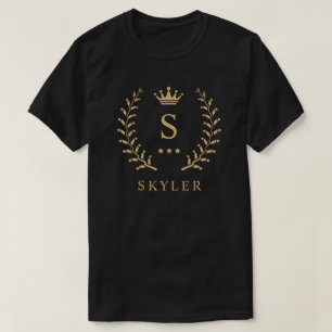 Pas Naam & Initiaal Zwart Wit Goud Monogram aan T-shirt