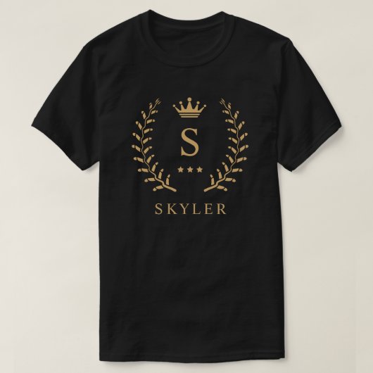 Pas Naam & Initiaal Zwart Wit Goud Monogram aan T-shirt (Design voorkant)