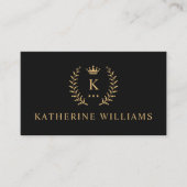 Pas Naam & Initiaal Zwart Wit Goud Monogram aan Visitekaartje (Voorkant)