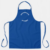 Pas Naam laatste gebogen letters Blauw wit aan Schort (Voorkant)
