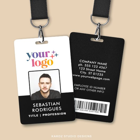 Pas naam logo foto barcode Personeels ID-badge aan Badge