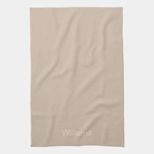 Pas naam minimalistisch beige-tan-wit aan theedoek