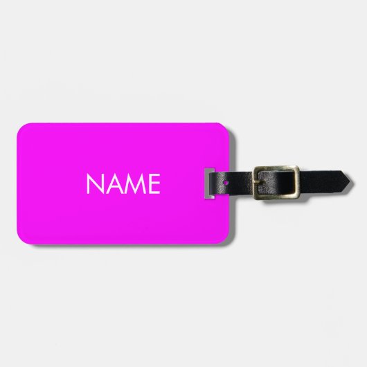 Pas naam minimalistisch magenta wit aan bagagelabel (Voorkant horizontaal)