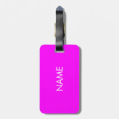 Pas naam minimalistisch magenta wit aan bagagelabel (Achterkant verticaal)