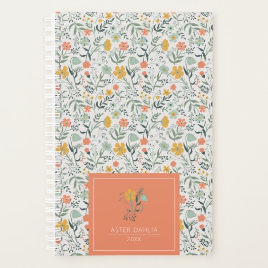 Pas naam mooi botanisch bloempatroon aan planner (Voorkant)