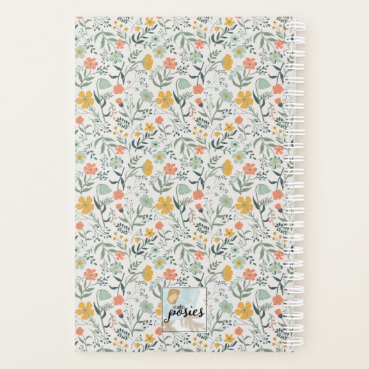 Pas naam mooi botanisch bloempatroon aan planner (Achterkant)