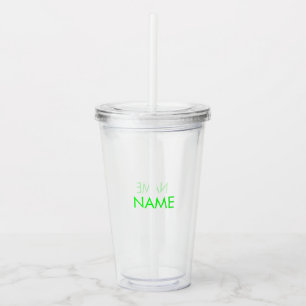 Pas naam, tekst minimalistische neon groen duideli acryl drinkbeker