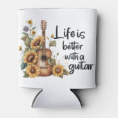 Pas naamgitaar met zonnebloem aan blikjeskoeler (Voorkant)