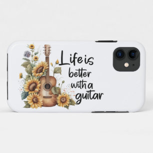 Pas naamgitaar met zonnebloem aan Case-Mate iPhone case