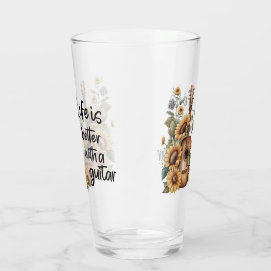 Pas naamgitaar met zonnebloem aan glas (Rechts)