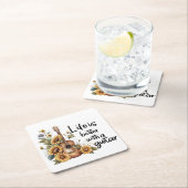 Pas naamgitaar met zonnebloem aan kartonnen onderzetters (Insitu)