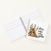 Pas naamgitaar met zonnebloem aan notitieboek (Binnen)