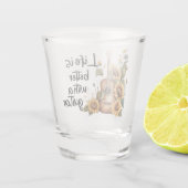 Pas naamgitaar met zonnebloem aan shot glas (Achterkant)
