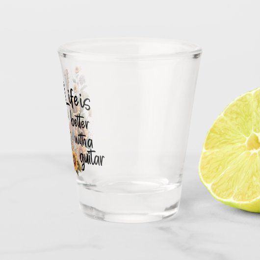 Pas naamgitaar met zonnebloem aan shot glas (Rechts)