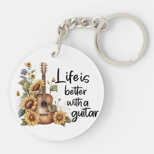 Pas naamgitaar met zonnebloem aan sleutelhanger (Achterkant)