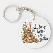 Pas naamgitaar met zonnebloem aan sleutelhanger (Voorkant)
