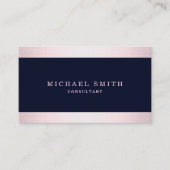 Pas Navy Blue Gold Striped Modern Stijlvol aan Visitekaartje (Voorkant)