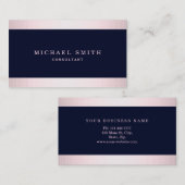 Pas Navy Blue Gold Striped Modern Stijlvol aan Visitekaartje (Voorkant / Achterkant)