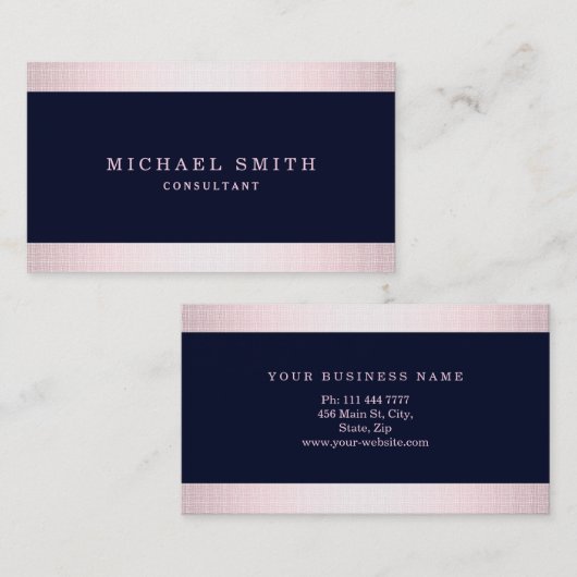 Pas Navy Blue Gold Striped Modern Stijlvol aan Visitekaartje (Voorkant / Achterkant)