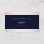 Pas Navy Blue Gold Striped Modern Stijlvol aan Visitekaartje (Achterkant)