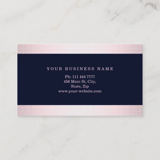 Pas Navy Blue Gold Striped Modern Stijlvol aan Visitekaartje (Achterkant)