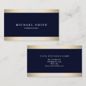 Pas Navy Blue Gold Striped Modern Stijlvol aan Visitekaartje (Voorkant / Achterkant)