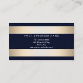 Pas Navy Blue Gold Striped Modern Stijlvol aan Visitekaartje (Achterkant)