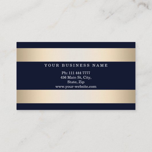 Pas Navy Blue Gold Striped Modern Stijlvol aan Visitekaartje (Achterkant)