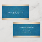 Pas Navy Blue Gold Striped Modern Stijlvol aan Visitekaartje (Voorkant / Achterkant)