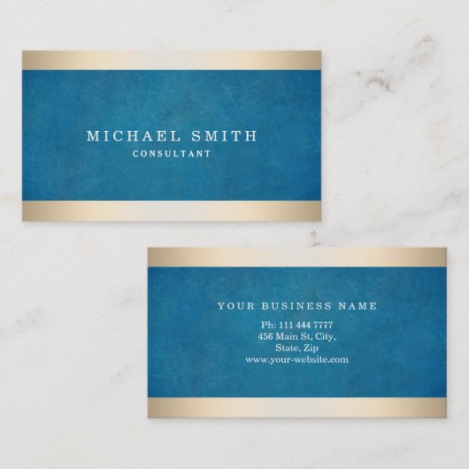 Pas Navy Blue Gold Striped Modern Stijlvol aan Visitekaartje (Voorkant / Achterkant)