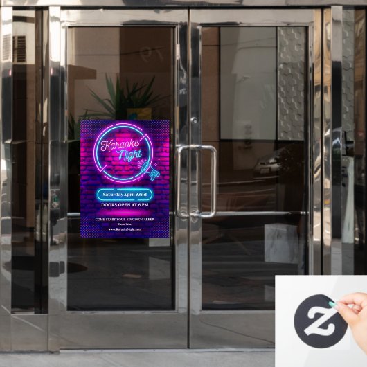 Pas Neon Karaoke Night Small Deuren aan Raamsticker (Kantoordeur)