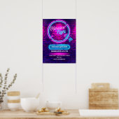 Pas Neon Karaoke Night Small Size aan Poster (Keuken)