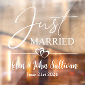 Pas net getrouwd twee aangesloten harten datum raamsticker (Vel 2)