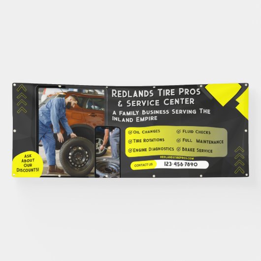 Pas nieuwe gebruikte banden Auto Repair Service Ba Spandoek (Horizontaal)